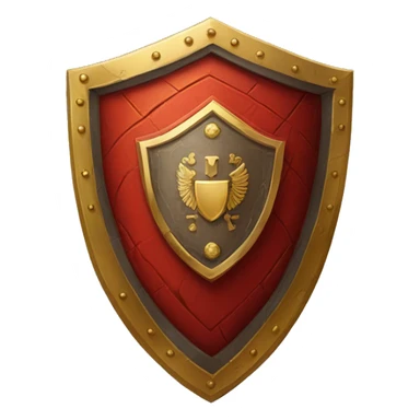  A large, oval-shaped red shield with golden edges and a central gold emblem. The shield is decorated with geometric patterns, representing the protection of Roman legionaries.

 sticker
