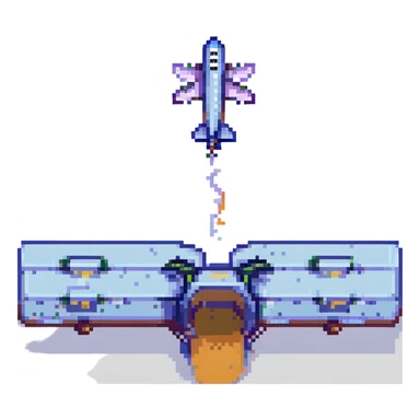 airplane taking off pixel art style sticker