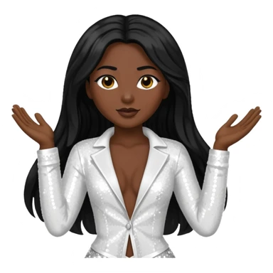 Victory from Vampirella with dark skin, long black hair, white sequin outfit sticker