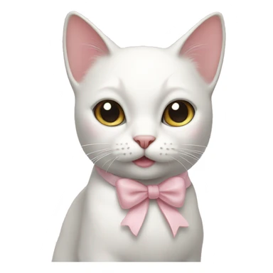 coquette white cat with a light pink bow sticker