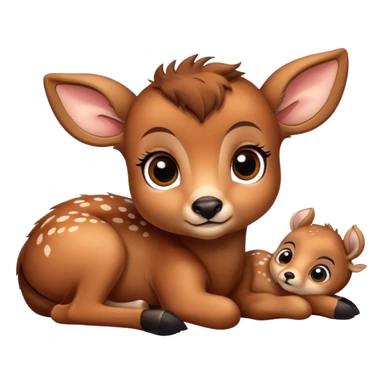 Cute baby deer having fever sticker