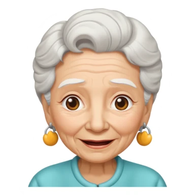 Abuela, muchas arrugas, aspecto feliz, el pelo blanco sticker