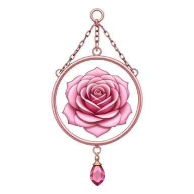 Rose-pink-metal-chained romantic delicate fine pretty suncatcher  sticker
