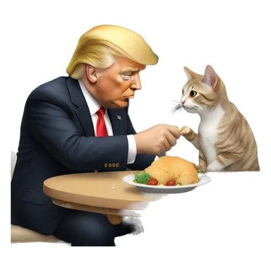 Donald Trump feeding a cat sticker