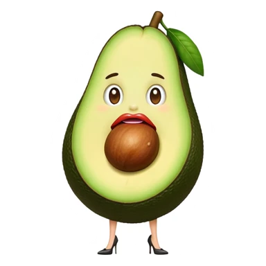 Avocado with face and big lips with heels and legs sticker