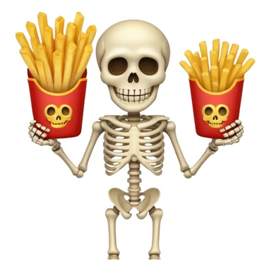 Skeleton holding French fries sticker