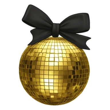 gold disco ball wearing a black bow sticker