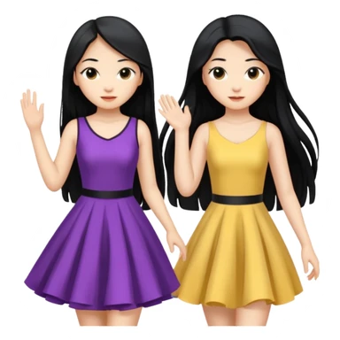 aisan girl with long black and white girl with blonde hair together going to dance at the club sticker