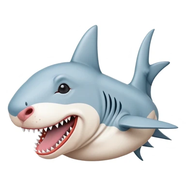 Bull terrier wearing shark hat sticker