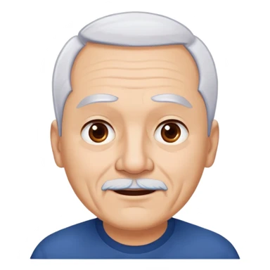 Charismatic older Hispanic man with light skin, round face, wide jaw. Lively dark brown eyes that look humorous. Thick straight eyebrows. Short white hair with receding hairline. Clean-shaven. Wearing a dark blue shirt. sticker