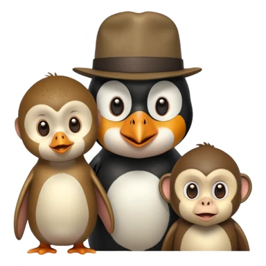Penguin et singe a un enfant qui a 20 sticker