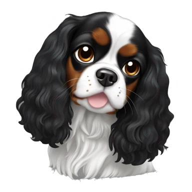 dog black and white cavalier king charles spaniel sticker