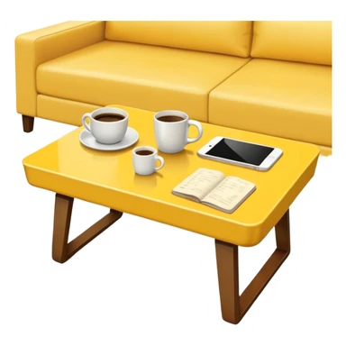 yellow coffe table, coffee on top
 sticker