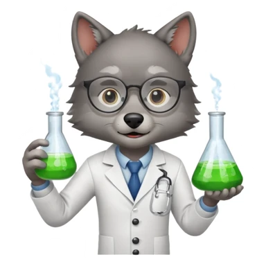 A wolf dressed as a scientist sticker