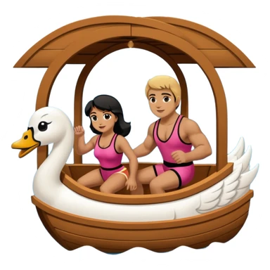 Man and woman WWF 80’s wrestlers riding in a tunnel of love swan boat  sticker