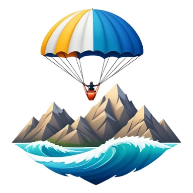 A bold emblem featuring a combination of symbols representing various extreme sports, like a mountain peak, a parachute, and a wave. The design is dynamic and sharp, capturing the thrill and adventure of extreme sports, with a strong, energetic vibe. sticker