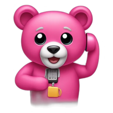 Osito rosa  con un telefono sticker