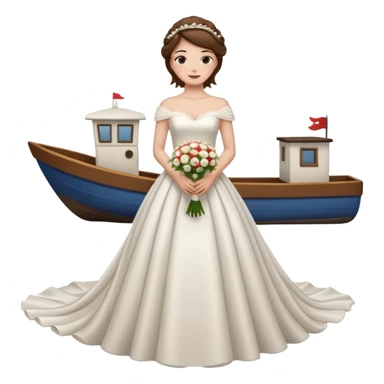 Chica blanca,cuerpo entero, vestido boda cuello barco y cola, pelo castaño,   1 ramo de flores , pelo recogido con mechones sticker