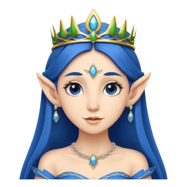 elf woman wearing tiara and blue cloathing dark hair sticker