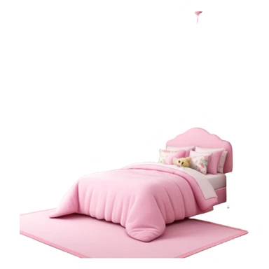 3D rendering realistic still life ultra detailed, HD, 5000x5000 pixels, girls bedroom in girly color scheme. Pale pink walls, with floral curtains,  and many colorful teddy bears sticker