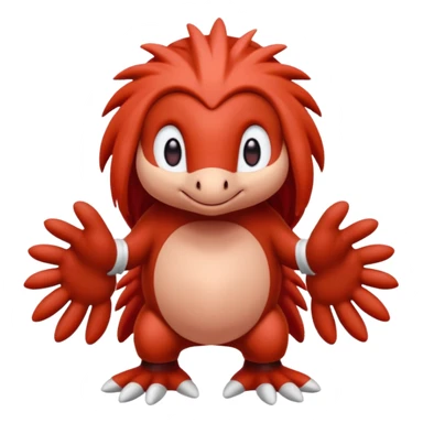 Sonic the hedgehogs friend knuckles a red animal with peach arms and white gloves he’s a echidna with red eyes sticker
