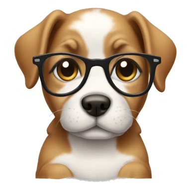 Puppy wearing glasses sticker