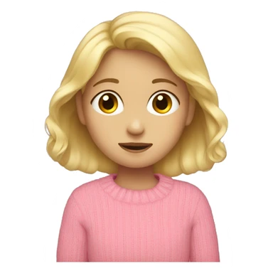 Shy girl with blond Hair and pink sweater sticker