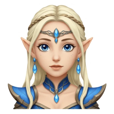 ESO female water elf warrior with lashes and earrings sticker