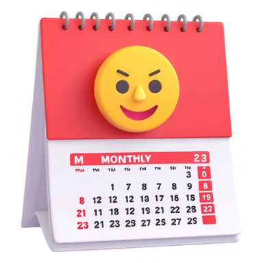3D emoji of a monthly calendar with a bold red target icon in the corner sticker