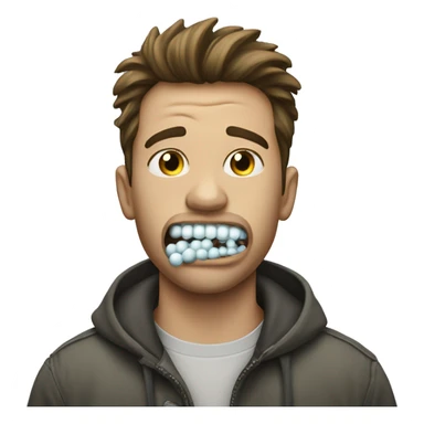 Person who looks bad with a chewing gum in his mouth that bursts sticker