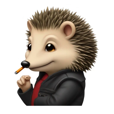 Red gothic female hedgehog smoking a cigarette sticker