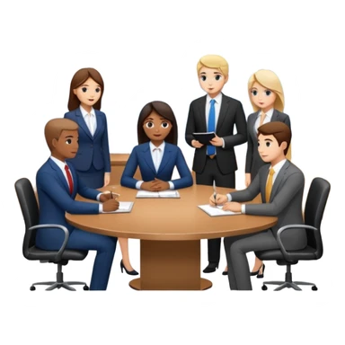 a group of coworkers in meeting room sticker