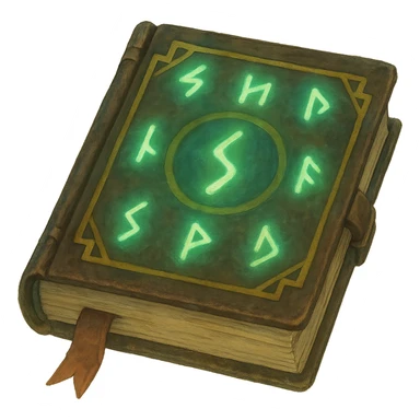 enchanted book with glowing runes, soft painterly look, magical and mysterious, no background sticker