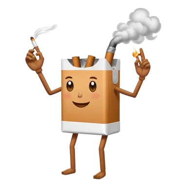 Tobacco pack with arms and legs smoking a cigarette  sticker