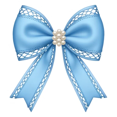 baby blue bow with lace and pearls sticker