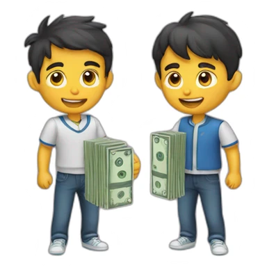 two boys with case money sticker
