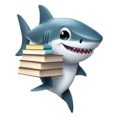 baby shark walking with books in hand sticker