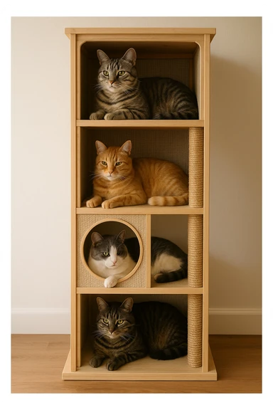 cats relaxing in a vertical playhouse sticker