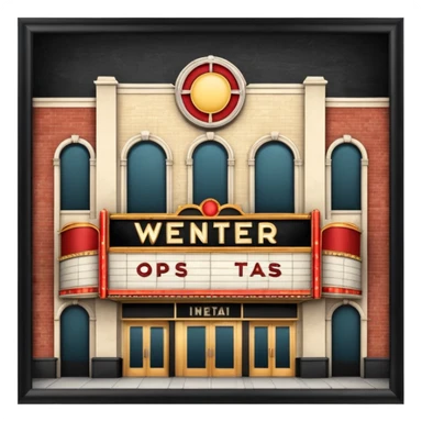 An old vintage movie theater exterior sticker