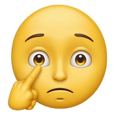 yellow emoji with skeptical face, pulling down lower eyelid with finger sticker