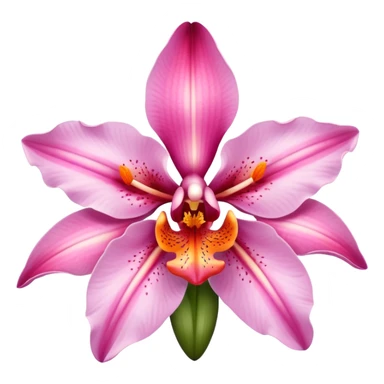 close-up pink and orange orchid and oriental lily flower sticker