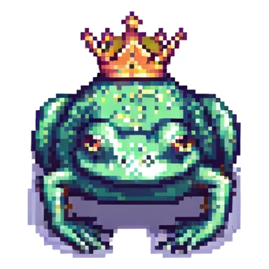 crowned frog pixel art sticker