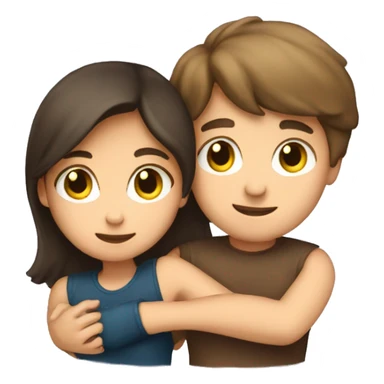 brunette emoji boy and girl hugging  sticker