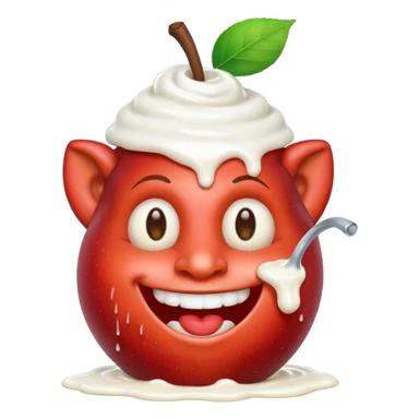 The Apple troll emoji with the staff covered in milk sticker