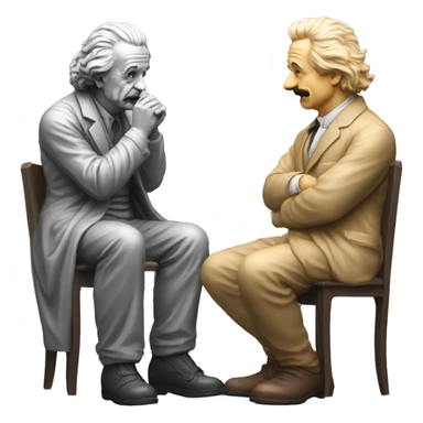 sitting philosopher-statue as albert einstein and thinking lean on fist sticker