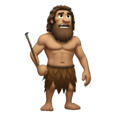 Caveman standing in slanting cave sticker