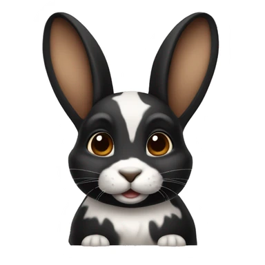 Harlequin rabbit breed black and dark brown sitting sticker