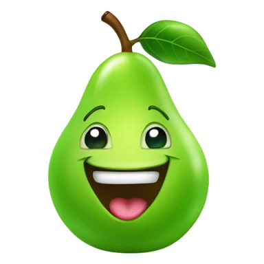 Shiny Green Cute pear with tongue sticker