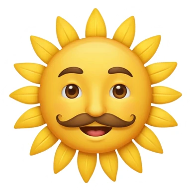 sun with mustache with no smile no brows sticker