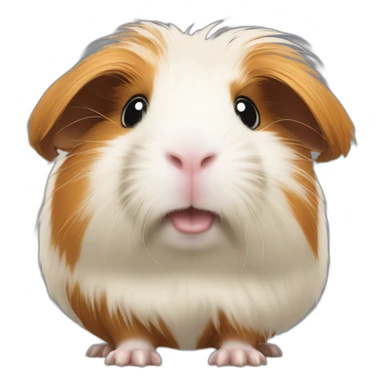 Guinea pig with hair in front of sticker